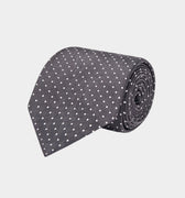 Black With White Small Spot Woven Silk Tie