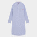 Blue Fine Bengal Cotton Nightshirt With Red Piping