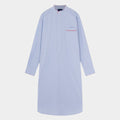 Blue Gingham Check Cotton Nightshirt With Red Piping