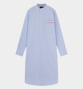 Blue Gingham Check Cotton Nightshirt With Red Piping