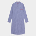 Blue Gingham Check Cotton Nightshirt With Red Piping