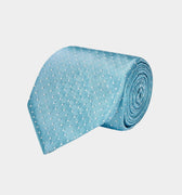 Blue With White Small Spot Woven Silk Tie