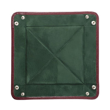 Burgundy Calf Leather with Dark Green Suede Travel Tray