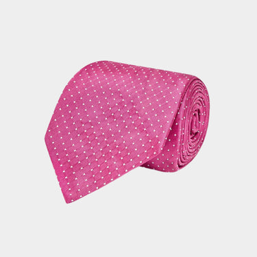 Cerise & White Pin Spot Woven Silk Ties