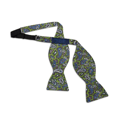 Green Paisley Silk Handmade Bow Tie