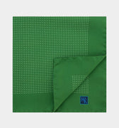 Green Silk Handkerchief with White Pin Spots