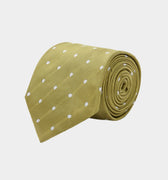 Green & White Large Spot Woven Silk Tie