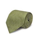 Green & White Pin Spot Woven Silk Ties