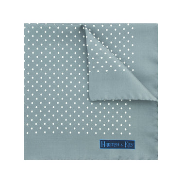 Grey Silk Handkerchief with White Medium Spots