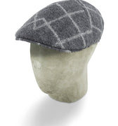 Grey With White Overcheck Twill Wool Roma Cap