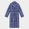 Large Blue Check Cotton Gown With Navy Piping