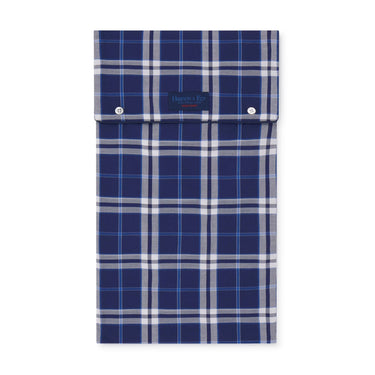 Large Blue Check Cotton Nightshirt With Navy Piping