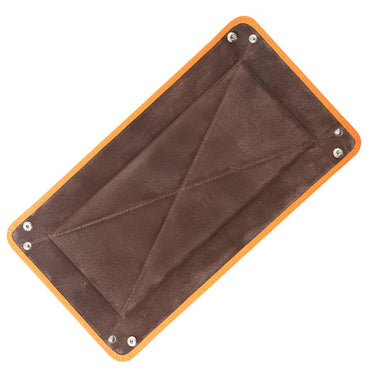 Large Orange With Brown Suede Tidy Tray