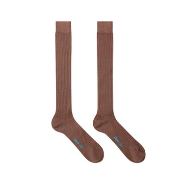 Long Plain Brown Cotton Socks