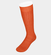 Long Plain Orange Cotton Socks