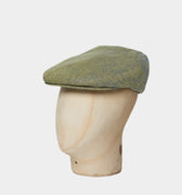 Moss Green Herringbone Linen Flat Cap