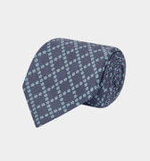 Navy, Blue & Yellow Check With Flowers Printed Silk Ties