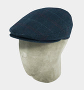 Navy Checked Wool Loden Harlem Cap