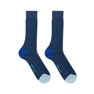 Navy Cotton Socks with Contrast Heel & Toe