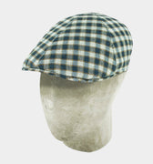 Navy With Grey & Yellow Small Check Textured Linen Roma Cap