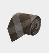 Olive with White Check Woven Silk Tie