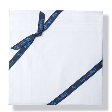 One Dozen White on White Satin Cotton Handkerchiefs with White Satin