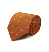 Orange & White Large Spot Woven Silk Tie