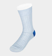 Pale Blue Cotton Socks with Contrast Heel & Toe