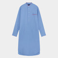 Plain Blue Cotton Nightshirt With Red Piping