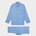 Plain Blue Cotton Pyjamas With Red Piping