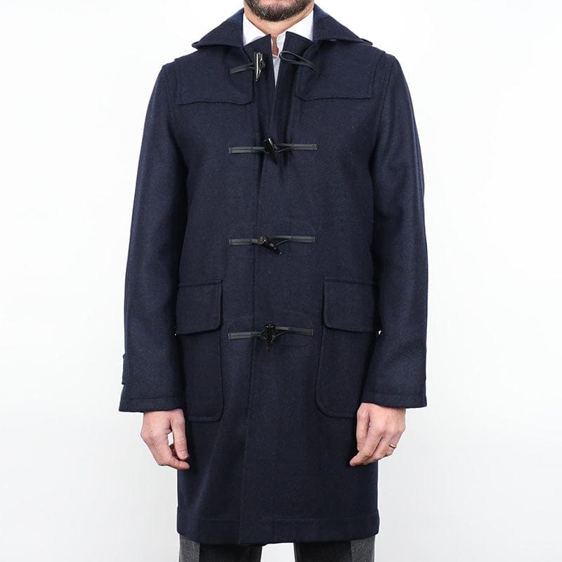 Plain Navy Loro Piana 100% Wool Duffle Coat