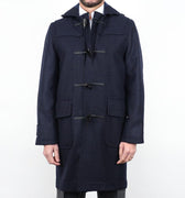 Plain Navy Loro Piana 100% Wool Duffle Coat