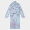 Purple & Blue Check Brushed Cotton Gown With Navy Piping