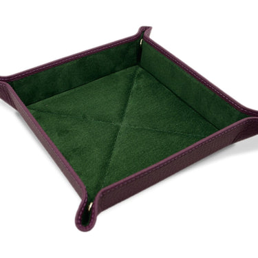 Purple Calf Leather with Dark Green Suede Travel Tray