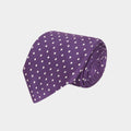 Purple Printed Silk Tie with White Medium Spots