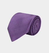 Purple Printed Silk Tie with White Pin Spots