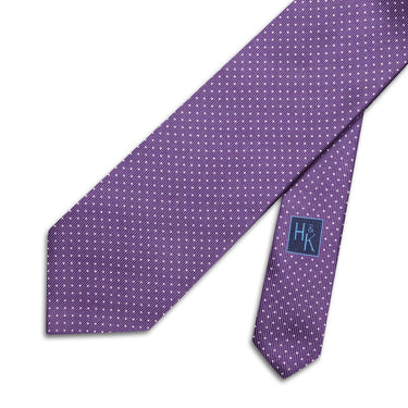 Purple Printed Silk Tie with White Pin Spots