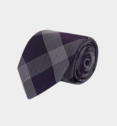 Purple with White Check Woven Silk Tie