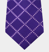 Purple with White Dotted Grid Woven Silk Tie