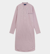 Red Fine Bengal Cotton Nightshirt With Navy Piping