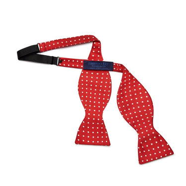 Red & White Spots Silk Handmade Bow Tie