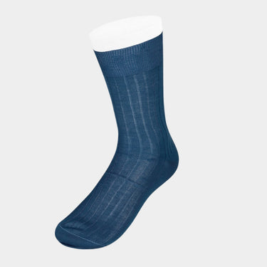 Short Plain Blue Cotton Socks