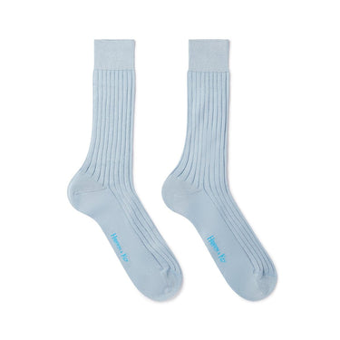 Short Plain Light Blue Cotton Socks