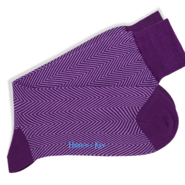 Short Purple Herringbone Cotton Socks