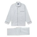 White With Blue Check Poplin Cotton Pyjamas With Navy Piping