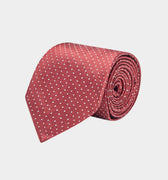 Wine & White Pin Spot Woven Silk Tie