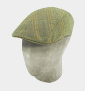 Yellow With Brown, Orange & Blue Prince Of Wales Check Wool Roma Flat Cap